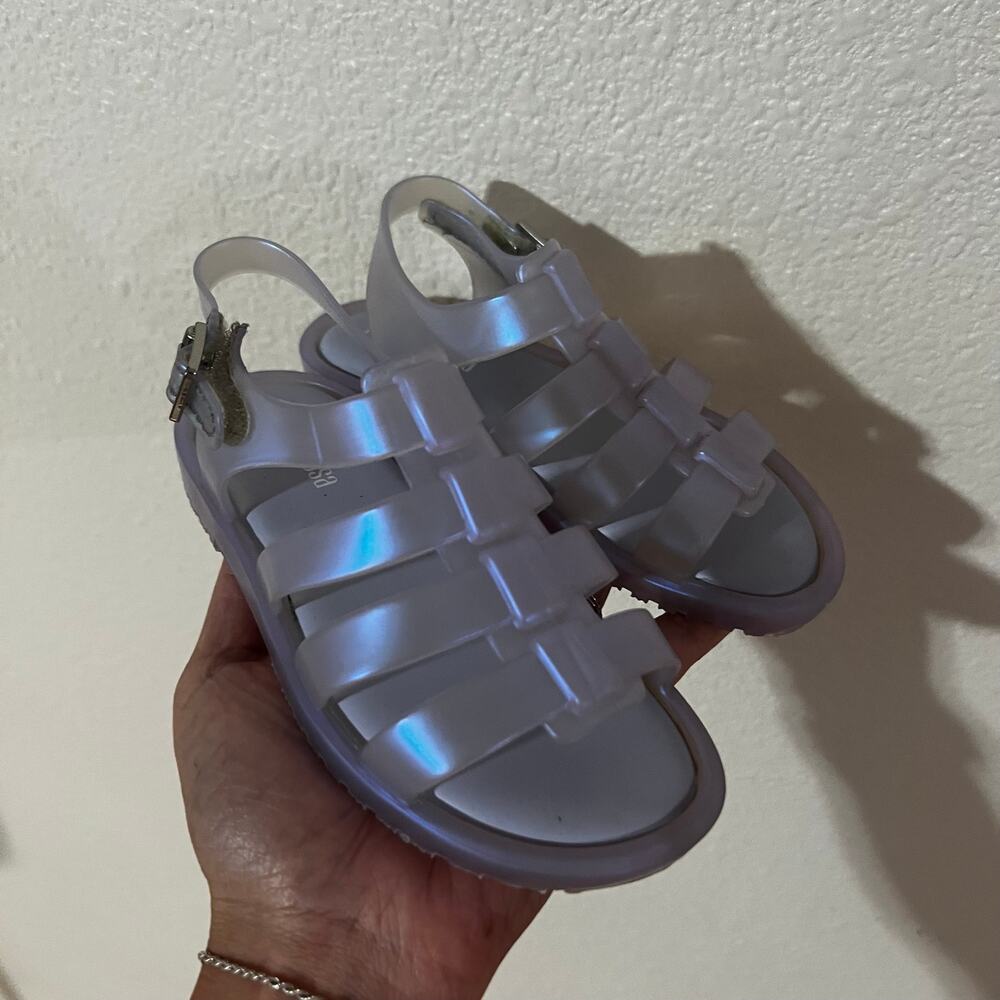 Mini Melissa putple iridescent fisherman sandals GIRLS 10